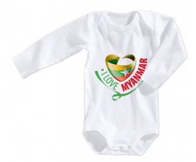 Body bébé I Love Myanmar taille 3/6 mois manches Longues
