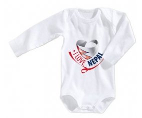 Body bébé I Love Nepal taille 3/6 mois manches Longues