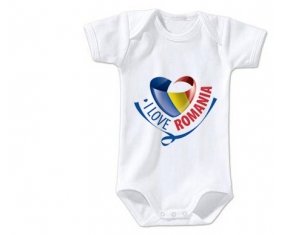 Body bébé I Love Romania taille 3/6 mois manches Courtes