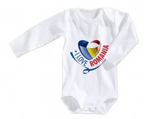 Body bébé I Love Romania taille 3/6 mois manches Longues