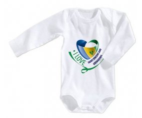 Body bébé I Love Saint Vincent and Grenadines taille 3/6 mois manches Longues