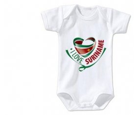 Body bébé I Love Suriname taille 3/6 mois manches Courtes