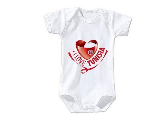 Body bébé I Love Tunisia taille 3/6 mois manches Courtes