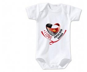 Body bébé I Love Papua New Guinea taille 3/6 mois manches Courtes