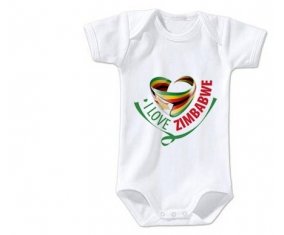 Body bébé I Love Zimbabwe taille 3/6 mois manches Courtes