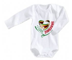 Body bébé I Love Zimbabwe taille 3/6 mois manches Longues