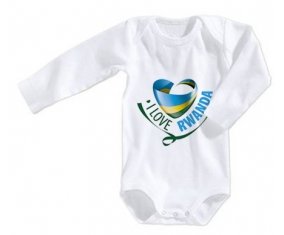 Body bébé I Love Rwanda taille 3/6 mois manches Longues