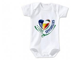 Body bébé I Love Seychelles taille 3/6 mois manches Courtes