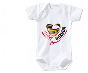 Body bébé I Love Uganda taille 3/6 mois manches Courtes
