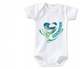 Body bébé I Love Uzbekistan taille 3/6 mois manches Courtes