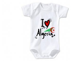 Body bébé I love Algeria + drapeau taille 3/6 mois manches Courtes