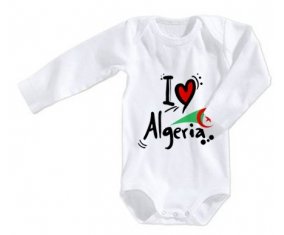 Body bébé I love Algeria + drapeau taille 3/6 mois manches Longues