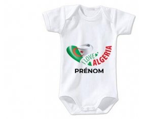Body bébé I love algeria avec prénom taille 3/6 mois manches Courtes