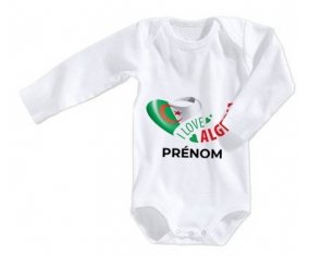 Body bébé I love algeria avec prénom taille 3/6 mois manches Longues
