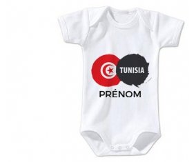 Body bébé Drapeau Tunisia avec prénom taille 3/6 mois manches Courtes