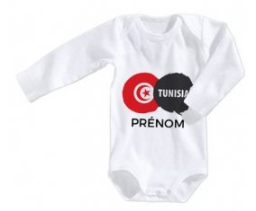 Body bébé Drapeau Tunisia avec prénom taille 3/6 mois manches Longues