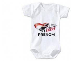 Body bébé I love Egypt avec prénom taille 3/6 mois manches Courtes