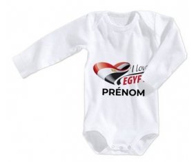 Body bébé I love Egypt avec prénom taille 3/6 mois manches Longues