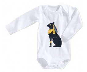 Body bébé Chat égyptien noir bastet déesse de l'egypte ancienne taille 3/6 mois manches Longues