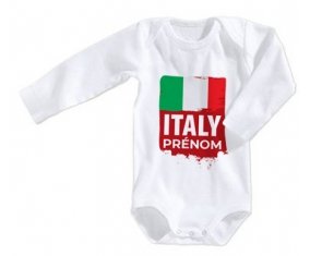 Body bébé Drapeau Italie avec prénom taille 3/6 mois manches Longues