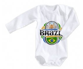Body bébé Flag Brazil taille 3/6 mois manches Longues