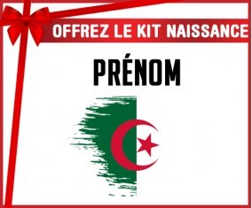 kit naissance bébé personnalisé Drapeau effet pinceau Algérie avec prénom