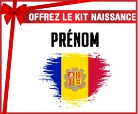 kit naissance bébé personnalisé Drapeau effet pinceau Andorre avec prénom