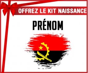 kit naissance bébé personnalisé Drapeau effet pinceau Angola avec prénom