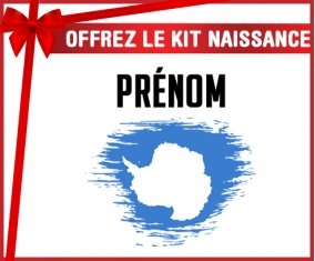 kit naissance bébé personnalisé Drapeau effet pinceau Antarctique avec prénom