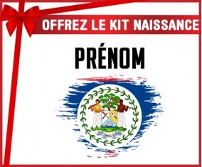 kit naissance bébé personnalisé Drapeau effet pinceau Belize avec prénom