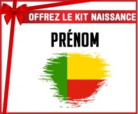 kit naissance bébé personnalisé Drapeau effet pinceau Bénin avec prénom