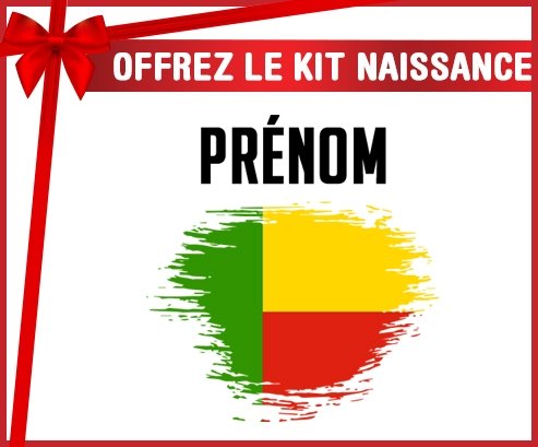 kit naissance bébé personnalisé Drapeau effet pinceau Bénin avec prénom