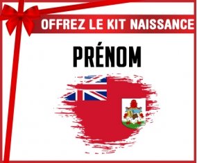 kit naissance bébé personnalisé Drapeau effet pinceau Bermudes avec prénom