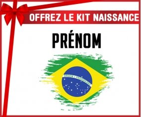 kit naissance bébé personnalisé Drapeau effet pinceau Brésil avec prénom