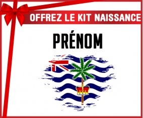 kit naissance bébé personnalisé Drapeau effet pinceau Territoire britannique de l'océan Indien avec prénom