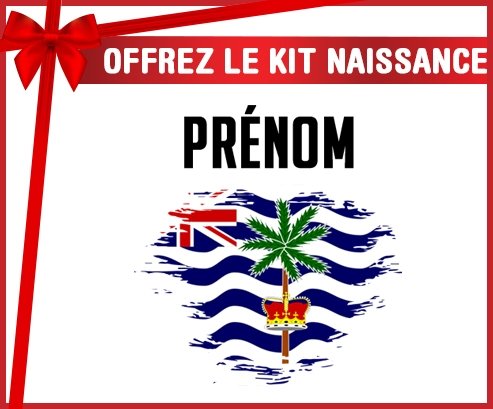 kit naissance bébé personnalisé Drapeau effet pinceau Territoire britannique de l'océan Indien avec prénom
