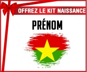 kit naissance bébé personnalisé Drapeau effet pinceau Burkina Faso avec prénom