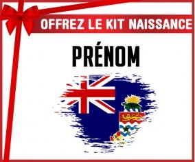 kit naissance bébé personnalisé Drapeau effet pinceau Îles Caïmans avec prénom
