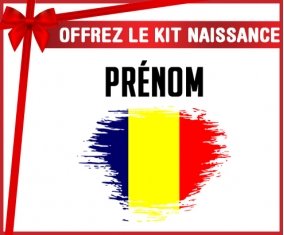 kit naissance bébé personnalisé Drapeau effet pinceau Tchad avec prénom