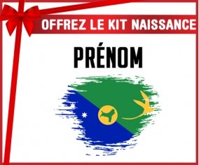 kit naissance bébé personnalisé Drapeau effet pinceau L'île de noël avec prénom