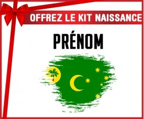 kit naissance bébé personnalisé Drapeau effet pinceau Îles Cocos avec prénom
