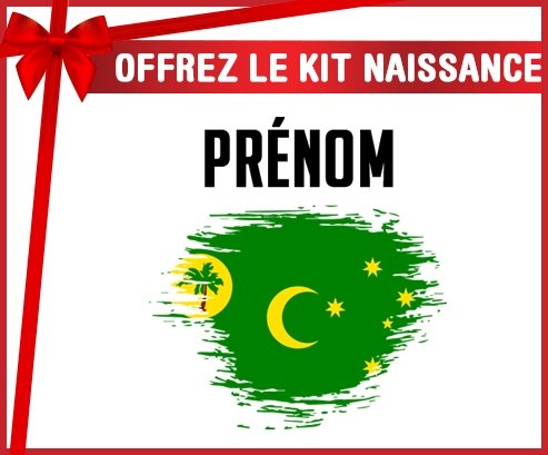 kit naissance bébé personnalisé Drapeau effet pinceau Îles Cocos avec prénom