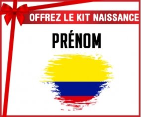 kit naissance bébé personnalisé Drapeau effet pinceau Colombie avec prénom