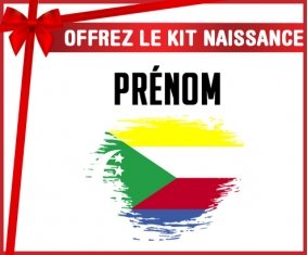 kit naissance bébé personnalisé Drapeau effet pinceau Comores avec prénom