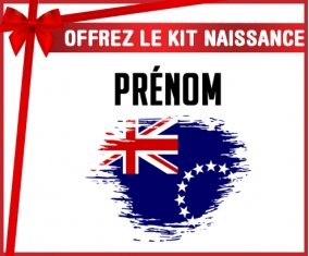 kit naissance bébé personnalisé Drapeau effet pinceau les Îles Cook avec prénom