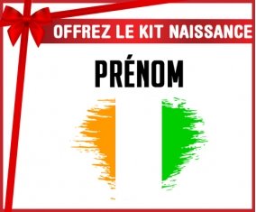 kit naissance bébé personnalisé Drapeau effet pinceau Côte d'Ivoire avec prénom