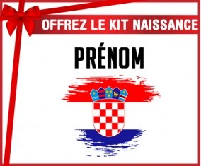 kit naissance bébé personnalisé Drapeau effet pinceau Croatie avec prénom