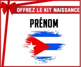 kit naissance bébé personnalisé Drapeau effet pinceau Cuba avec prénom