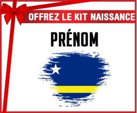 kit naissance bébé personnalisé Drapeau effet pinceau Curacao avec prénom