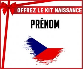 kit naissance bébé personnalisé Drapeau effet pinceau République Tchèque avec prénom